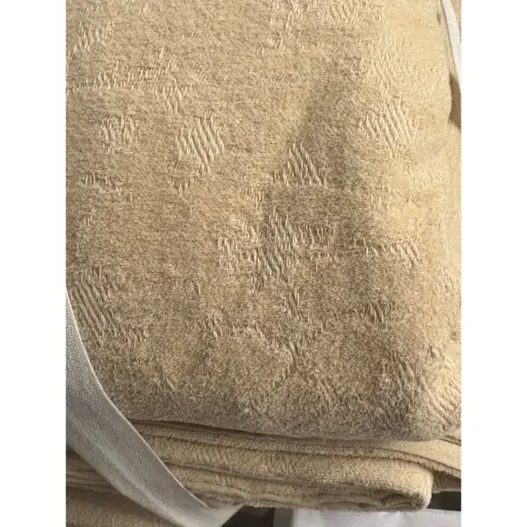 NWT Pottery Barn Chenille Jacquard Tan Beige Straw Duvet Cover Queen Full